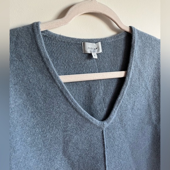 Jigsaw Wool-Cashmere V-neck Blue Sweater Size Small - Picture 2 of 11